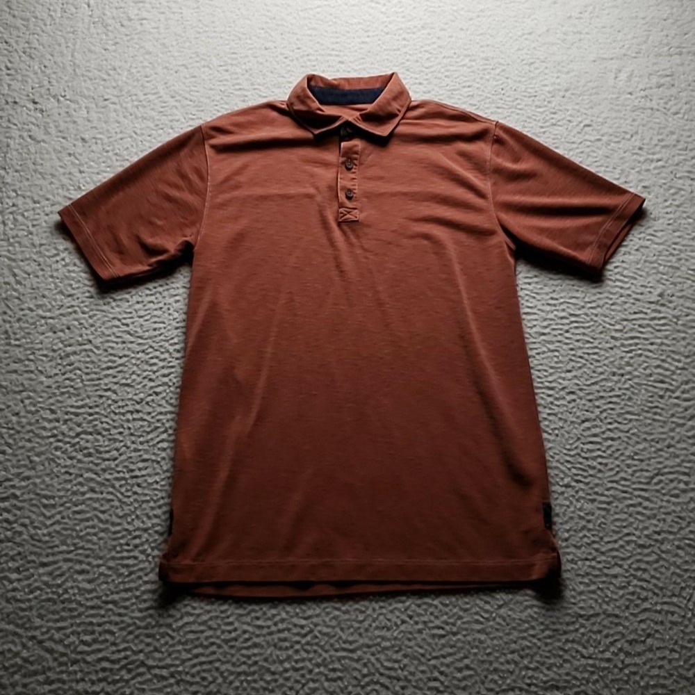 Orvis Polo Shirt Mens Small Orange Solid Modal Blend Tagless Casual Knit Top